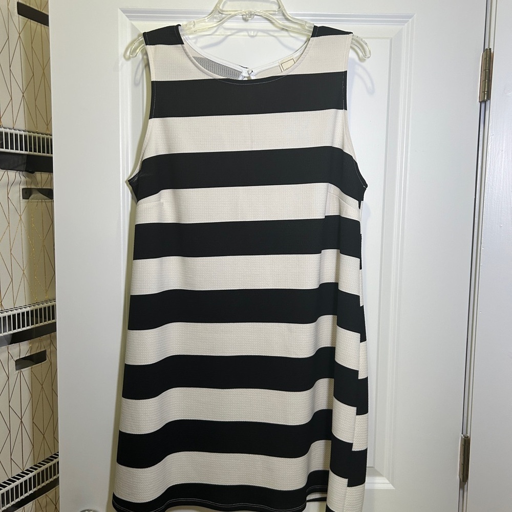 Black and White Sleeveless A-Line Dress